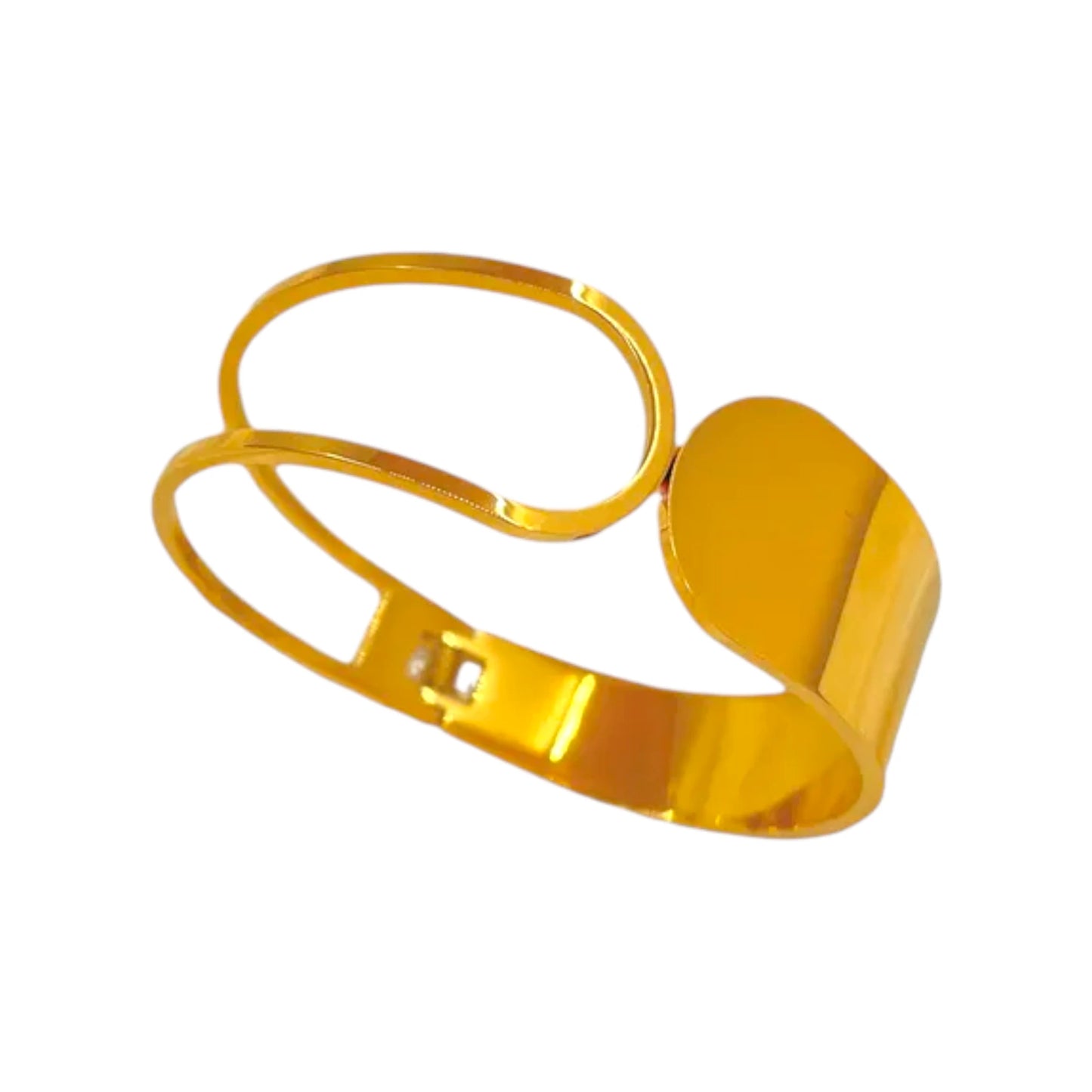 Ατσάλινο Χρυσό Βραχιόλι Cuff με Αφηρημένο Σχέδιο (B1733)