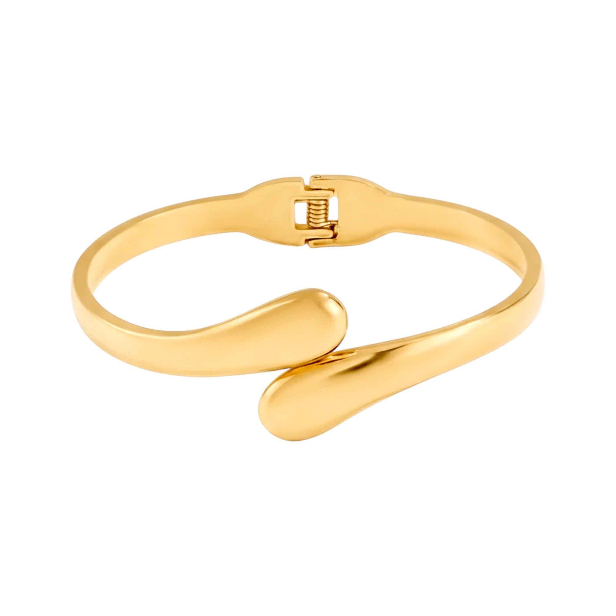 Ατσάλινο Βραχιόλι “Waterdrop” με Κούμπωμα Άνοιξης – Χρυσό (B1742)