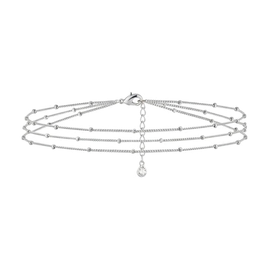 Ατσάλινο Πολυστρωματικό Ασημί με Κρεμαστό Ζιργκόν (B1743)