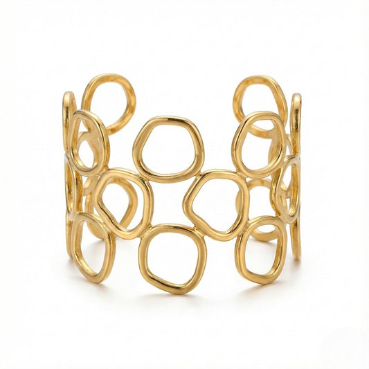 Ατσάλινο Βραχιόλι Χρυσό με Ανοιχτό Design (B1759)