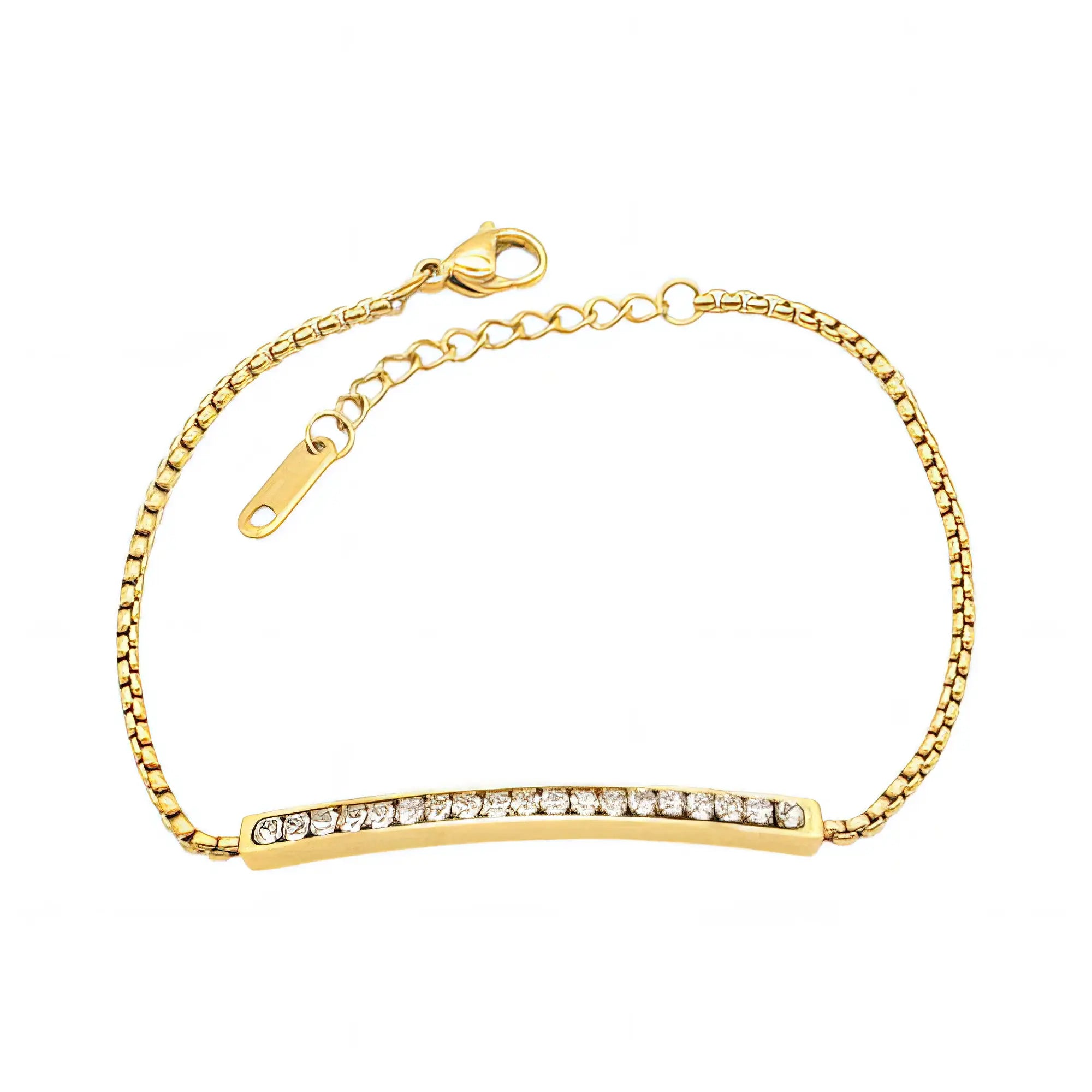 Ατσάλινο Επιχρυσωμένο Βραχιόλι με Ζιργκόν – Minimal Design (B3463)