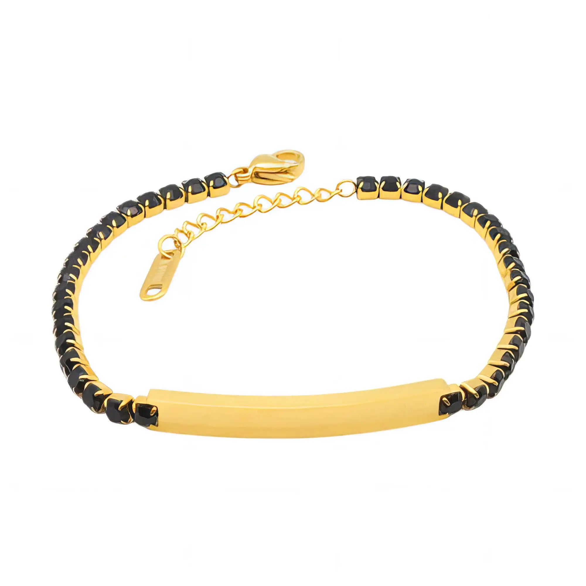 Ατσάλινο Χρυσό Βραχιόλι Ριβιέρα & Minimal Μπάρα (B3473)