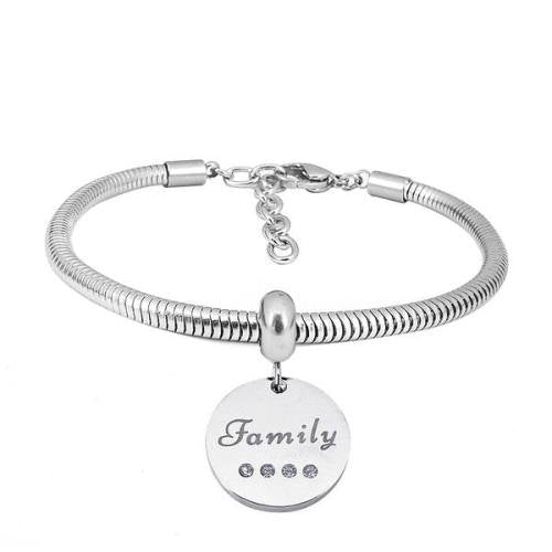 Ατσάλινο Βραχιόλι "Family" με Χαραγμένο Μενταγιόν (B3474)