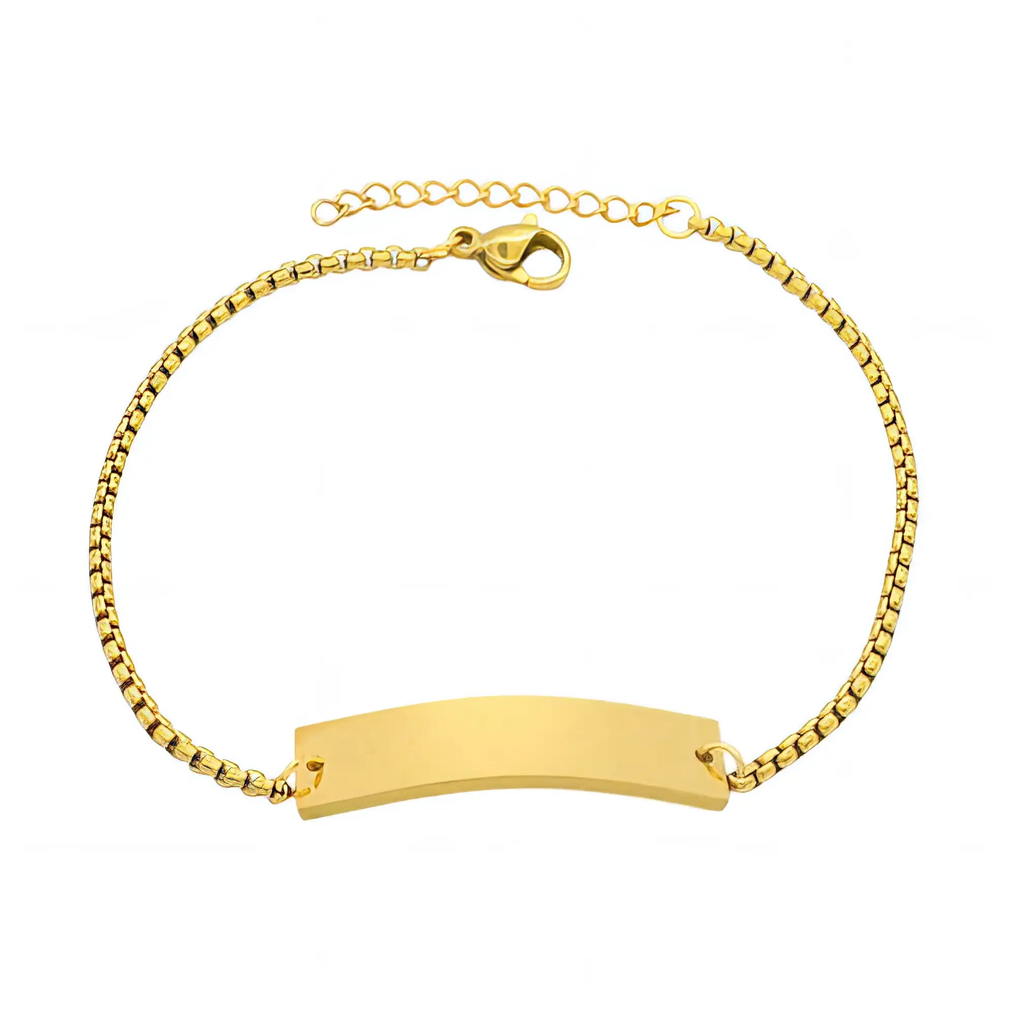 Ατσάλινο βραχιόλι με ορθογώνια πλάκα για χάραξη (B3485)