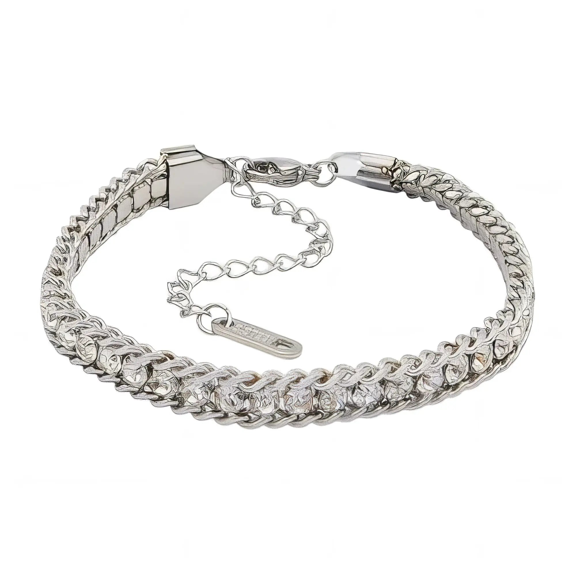 Ατσάλινο βραχιόλι ριβιέρα με λευκές πέτρες (B3493)