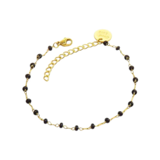 Ατσάλινο Βραχιόλι με Μαύρες Πέρλες – Διακριτικό & Κομψό (B3504)