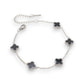 Ατσάλινο Ασημί Βραχιόλι με Μικρά Μαύρα Τετράφυλλα (B3512)