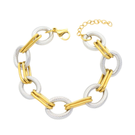 Ατσάλινη αλυσίδα χεριού δίχρωμη (B3516)