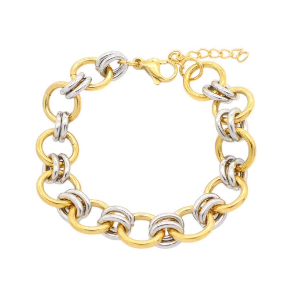 Ατσάλινη αλυσίδα χεριού δίχρωμη (B3517)
