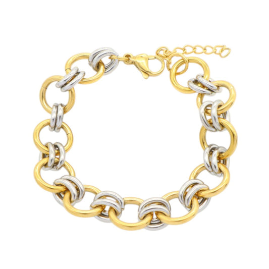 Ατσάλινη αλυσίδα χεριού δίχρωμη (B3517)