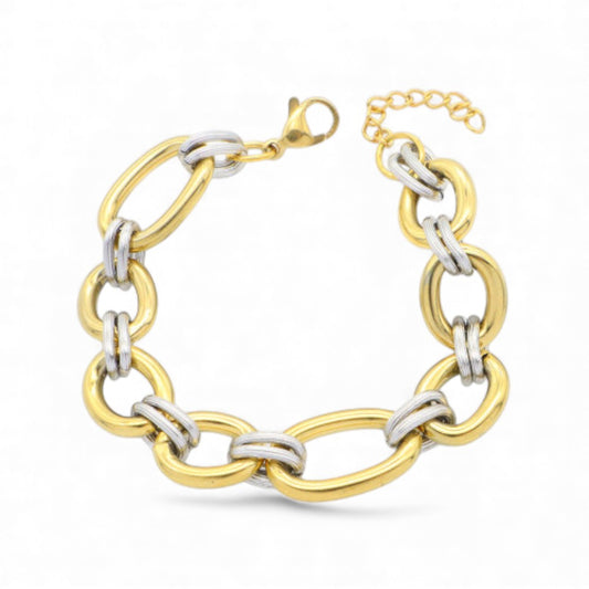 Ατσάλινη αλυσίδα χεριού δίχρωμη (B3515)