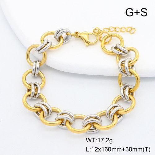 Ατσάλινη αλυσίδα χεριού δίχρωμη (B3517)