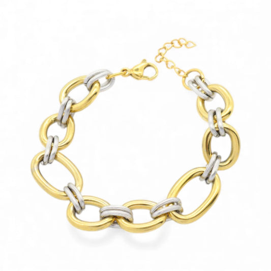 Ατσάλινη αλυσίδα χεριού δίχρωμη (B3514)