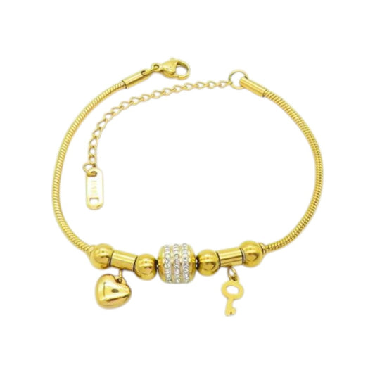 Βραχιόλι Snake από ατσάλι – Gold Charms (B3519)