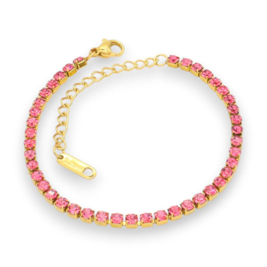 Βραχιόλι Ριβιέρα από Ατσάλι – Ροζ Κρύσταλλα (B3521)