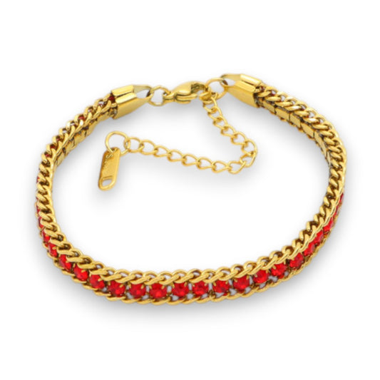 Βραχιόλι Ριβιέρα από Ατσάλι – Κόκκινα Ζιργκόν (B3522)