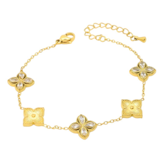 Βραχιόλι από ατσάλι – Τετράφυλλα Μοτίφ (B3523)