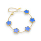 Ατσάλινο Χρυσό Βραχιόλι με Μπλε Λουλούδια (B3538)