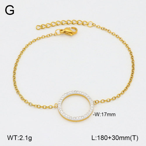Ατσάλινο Χρυσό Βραχιόλι με Κύκλο & Πέτρες Ζιργκόν (B3540)