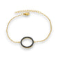 Ατσάλινο Χρυσό Βραχιόλι με Μαύρο Κύκλο & Πέτρες (B3541)