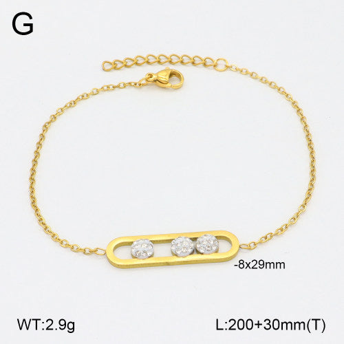 Ατσάλινο Χρυσό Βραχιόλι με Τρεις Πέτρες Ζιργκόν (B3542)