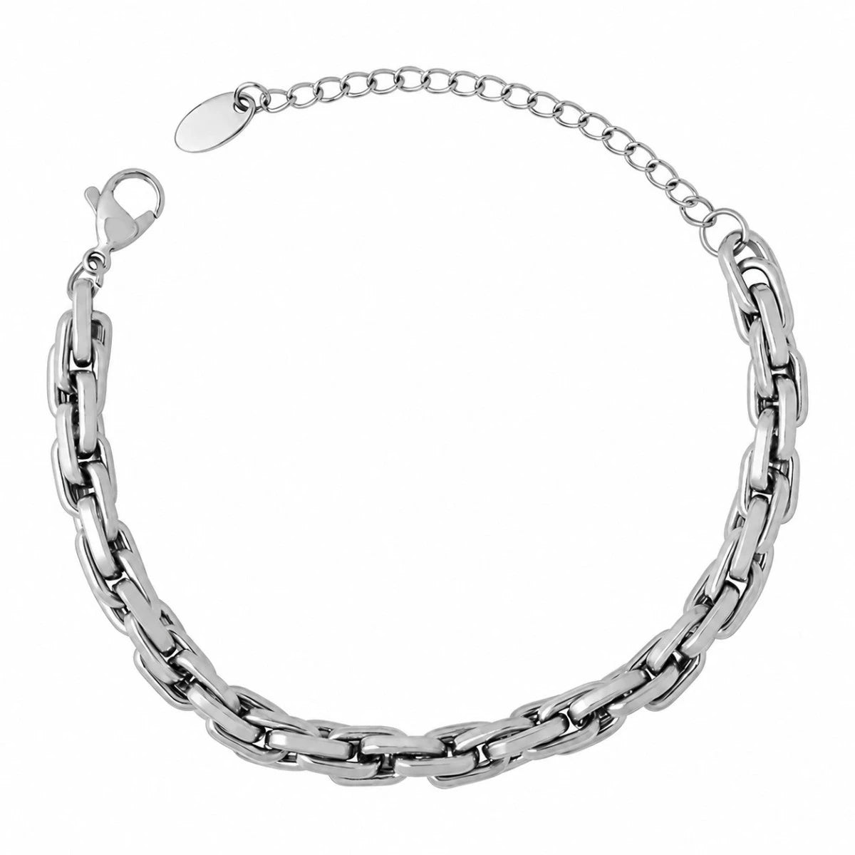 Ασημί Ατσάλινο Βραχιόλι Αλυσίδα 316L (B5004)