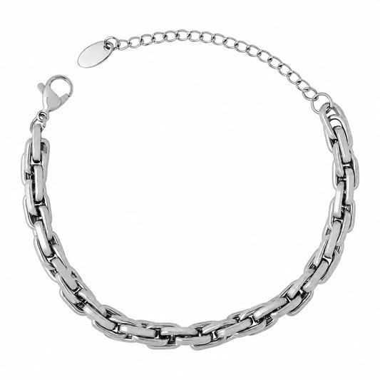 Ασημί Ατσάλινο Βραχιόλι Αλυσίδα 316L (B5004)