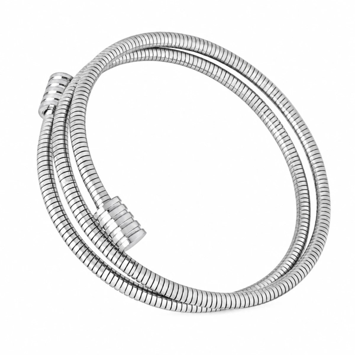 Ασημί Ατσάλινο Βραχιόλι Σπιράλ 316L (B5005)