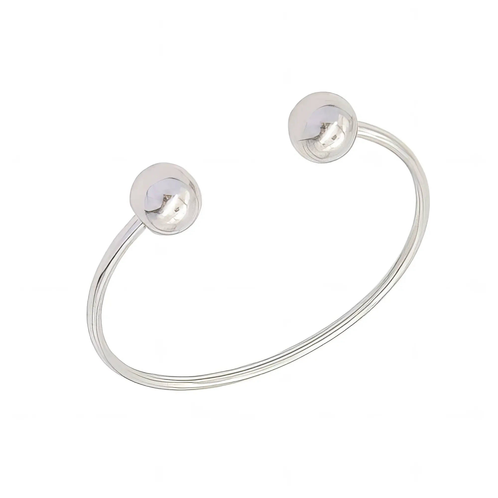 Ατσάλινο ανοιχτό βραχιόλι με σφαίρες (BA1014)