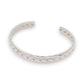 Ατσάλινο Ασημί Βραχιόλι Cuff με Ανάγλυφο Πλεξούδα Design (BA1022)
