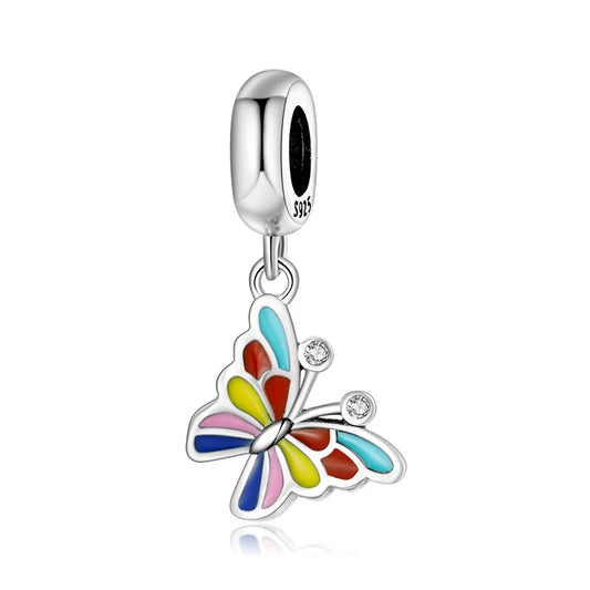 Charm από ασήμι 925 πολύχρωμη πεταλούδα (C1124)