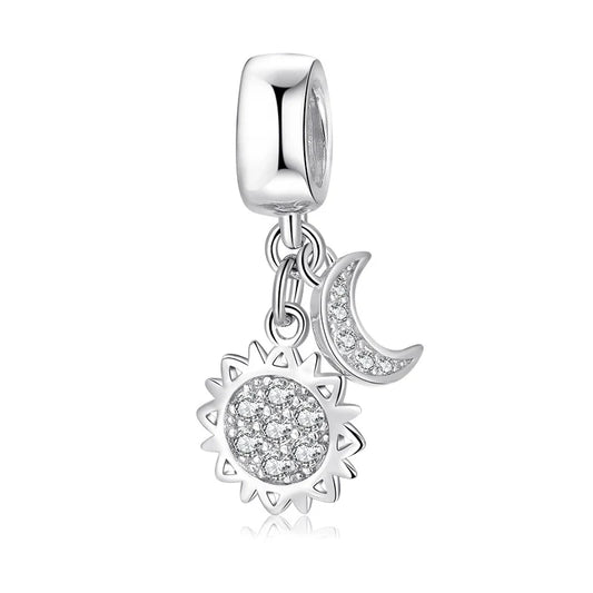 Charm από ασήμι 925 ήλιος και φεγγάρι (C1139)
