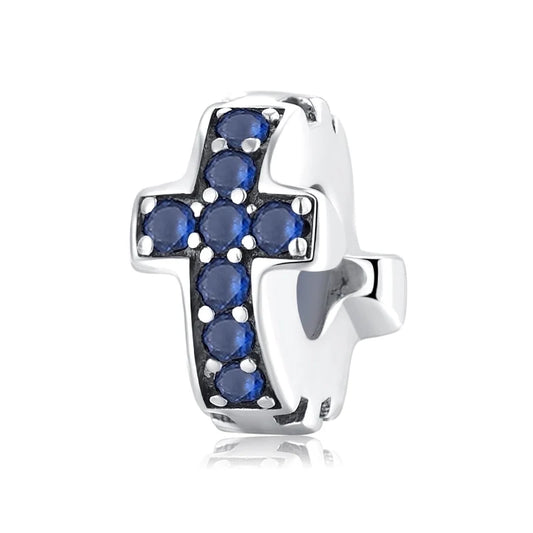 Charm από ασήμι 925 διαχωριστικό σταυρός με ζιργκόν (C1169)