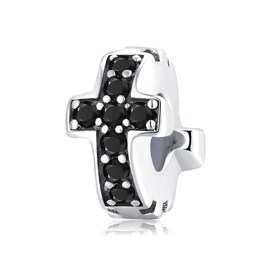 Charm από ασήμι 925 διαχωριστικό σταυρός με ζιργκόν (C1170)