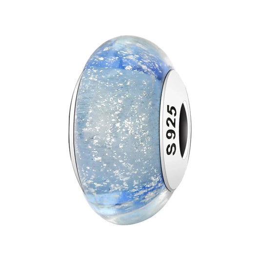 Charm από ασήμι 925 με γαλάζιο γυαλί (C1184)