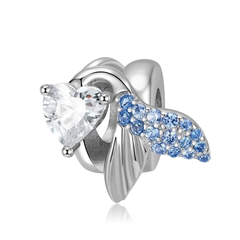Charm από ασήμι 925 καρδιά με ουρά γοργόνας (C1189)