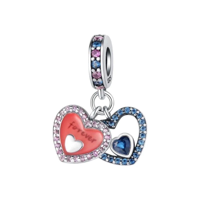 Charm από ασήμι 925 διπλή καρδιά  (C1204)