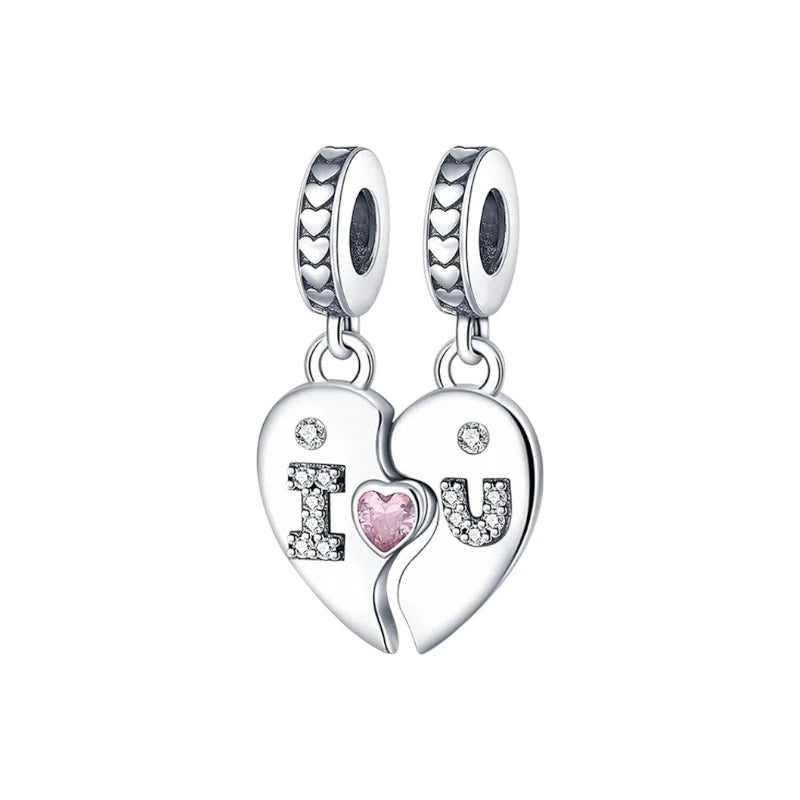 Charm διπλό από ασήμι 925 ενωμένη καρδιά (C1241)