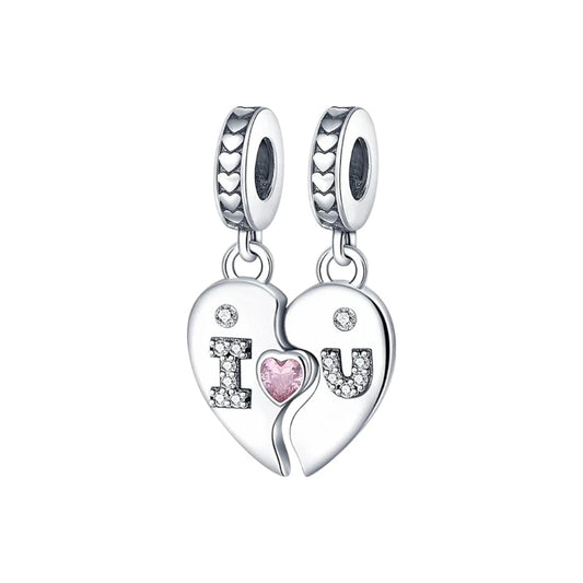 Charm διπλό από ασήμι 925 ενωμένη καρδιά (C1241)