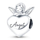 Charm Ασήμι 925 – Καρδιά με Άγγελο και Επιγραφή Angel (C1276)