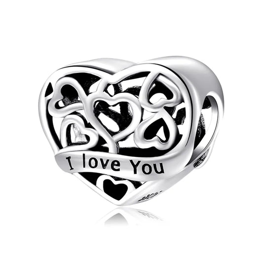 Charm καρδιά “I Love You” από ασήμι 925 (C1290)