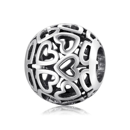 Charm σφαίρα με καρδιές από ασήμι 925 (C1291)