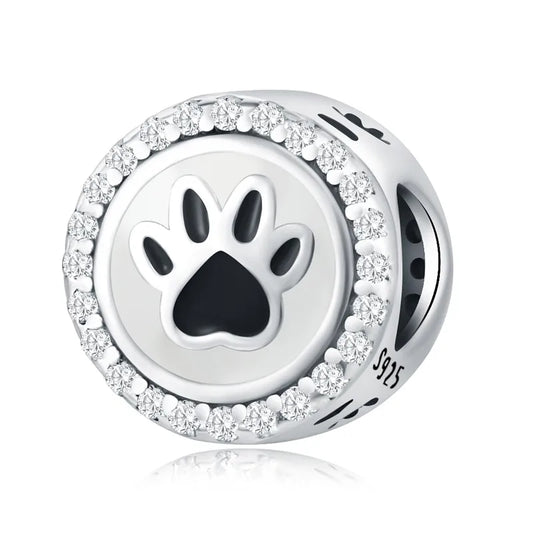 Charm από ασήμι 925 πατουσάκι με στρας στο πλαίσιο (C1312)