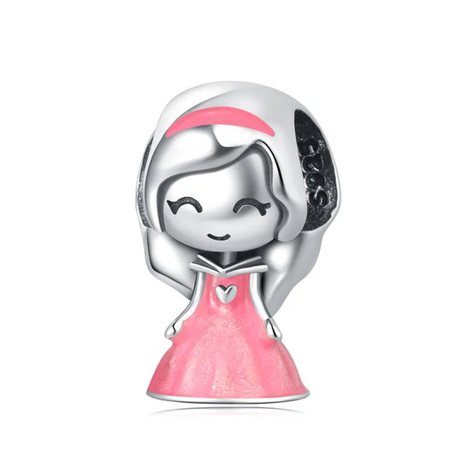 Charm “Girl in Pink Dress” από ασήμι 925 (C1315)