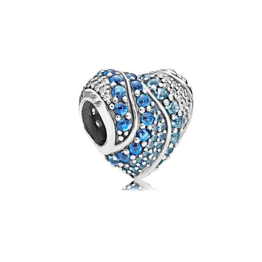 Charm καρδιά με μπλε πέτρες – Ασήμι 925 (C1324)