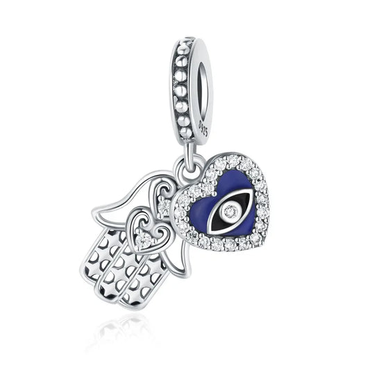 Charm Μάτι & Χέρι της Φατίμα – Ασήμι 925 (C1327)