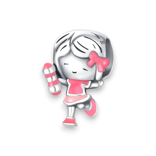 Ασημένιο 925 Charm Κοριτσάκι με Σμάλτο (C1336)