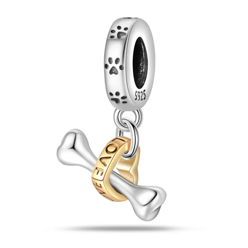 Ασημένιο Charm Κόκαλο με Love – Ασήμι 925 (C1341)