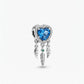 Charm από ασήμι 925 καρδιά με μπλε πέτρα και φτερά (C1362)