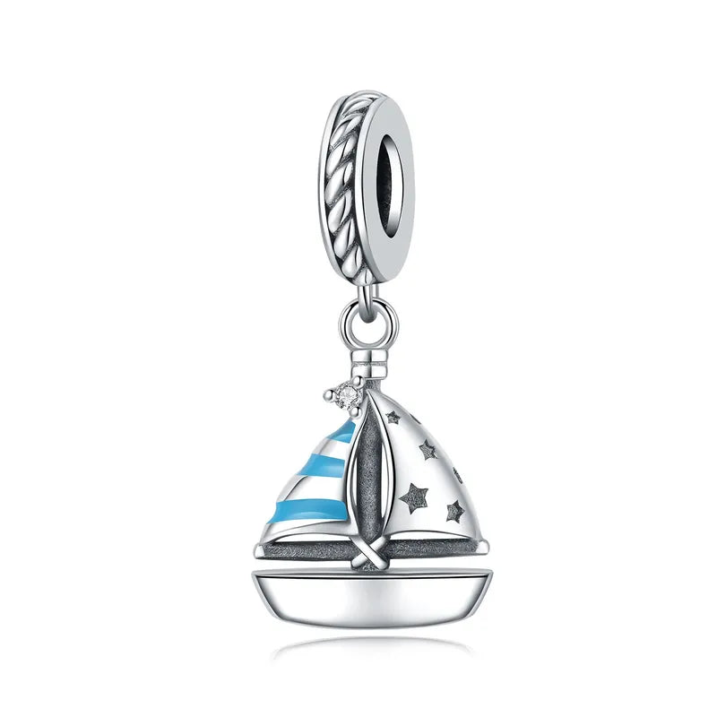 Ασημένιο 925 Charm Ιστιοπλοϊκό με Λεπτομέρειες (C1372)